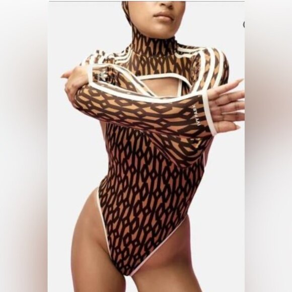 NWT Adidas Ivy Park paradise Trendy Reversible Stretch Bodysuit with Shrug S - Picture 1 of 4